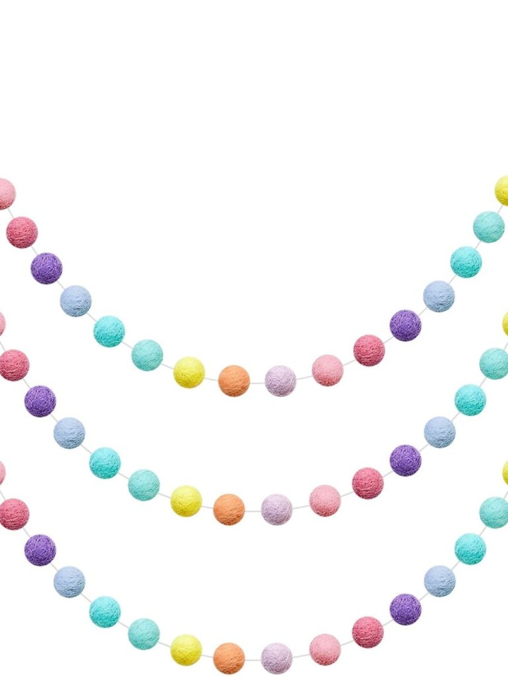 3 Pieces Felt Pom Ball Garland,Rainbow Colors